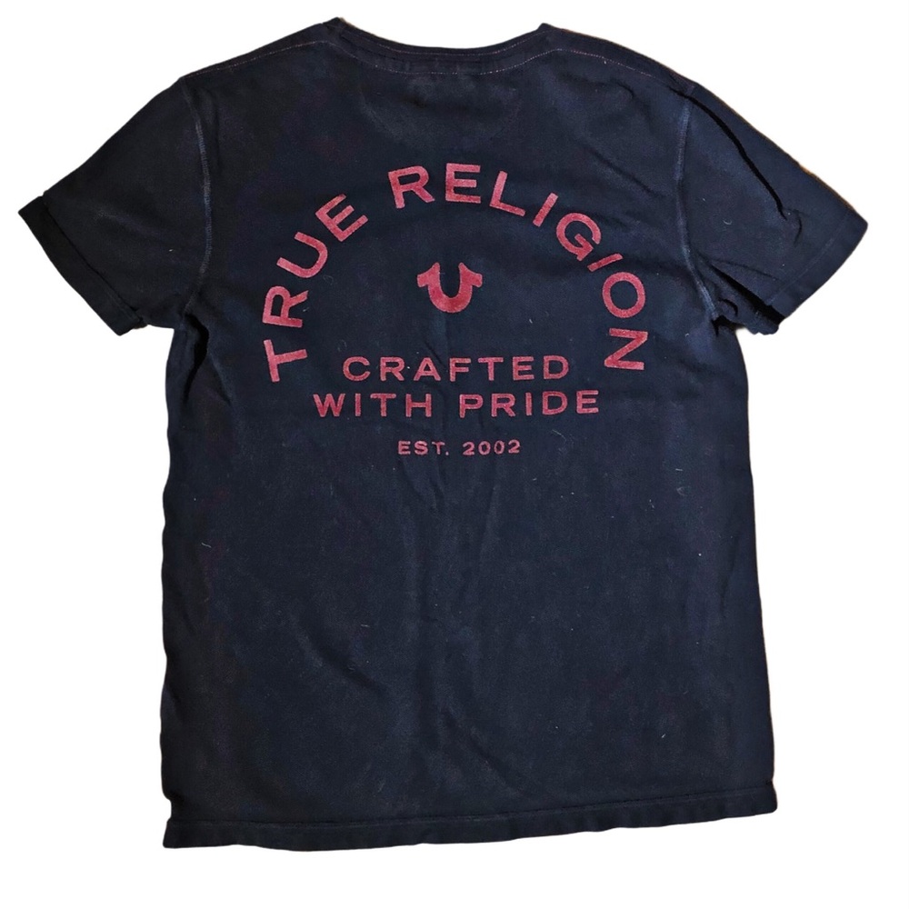 True Religion Cotton Navy Short Sleeve  Front Pocket T-Shirt Sz Sm